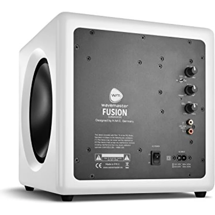 Wavemaster 66401 Fusion - Aktiver Subwoofer (125 Watt) mit eingebautem Class-D-Verstärker, universell einsetzbar - optimiert für 2.0 Lautsprechersysteme Soft Weiß Subwoofer - 125 Watt - weiß – Bild 2