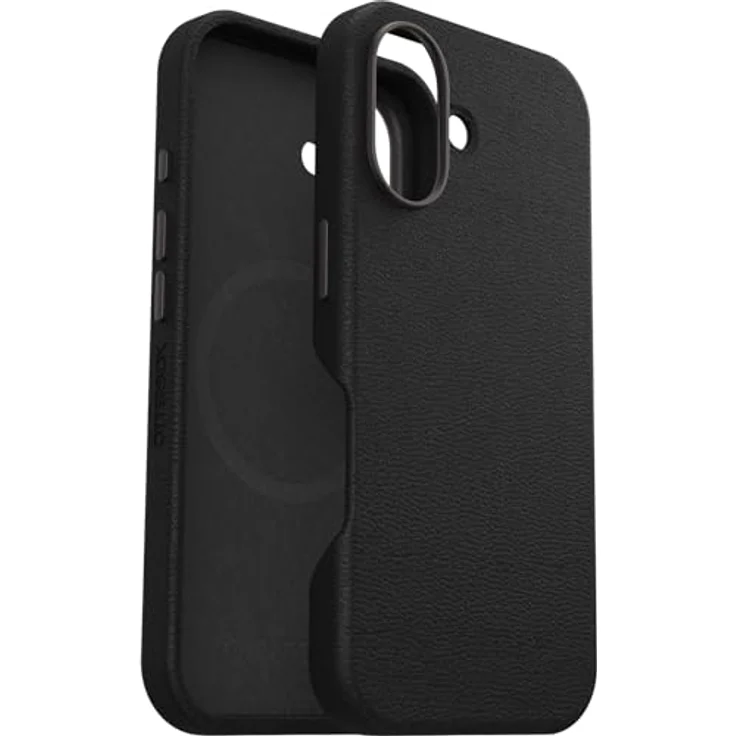 OtterBox Symmetry Series Cactus Leather MagSafe Hülle für iPhone 16, stoßfest, sturzsicher, schwarz – Bild 2