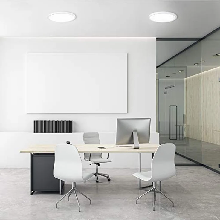 Navaris LED Deckenleuchte mit zusätzlicher Hintergrundbeleuchtung - dimmbar - 22 Watt - 42 x 2,8cm - 4000K - ultra flach rund, weiß – Bild 3