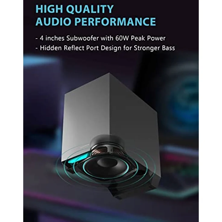 Edifier Hecate G1500 MAX 2.1 Gaming-Lautsprecher-System, 60W mit Subwoofer, RGB-Licht, Bluetooth 5.3 (Schwarz) – Bild 3