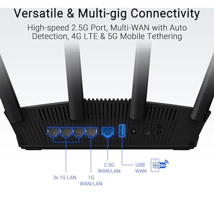 ASUS RT-BE58U - Erweiterbarer WLAN-Router 7 AiMesh, 4K-QAM, MLO, WAN/LAN 2,5G mit KI-Erkennung, Vier 1G-Ports, kommerzielle Netzwerksicherheit, Kindersicherung, Kindernetzwerk, VPN - Preisvergleich – Bild 5