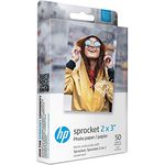 HP 2x3 "Premium Zink Fotopapier (50 Blatt), kompatibel mit tragbarem Kettenrad-Fotodrucker"