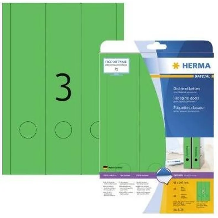 HERMA Aktenordner Ordnerrückenetikett SPECIAL, Format: breit/lang 61 x 297 mm, weiß – Bild 1