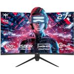 KTC Gaming Monitor Curved 27 Zoll, 180Hz, QHD 2K 2560 x 1440p, 1ms, HDR10, Freesync & G-sync, VA 1500R Rahmenlos Monitore, 120% sRGB, Blaulicht Reduktion, schwarz