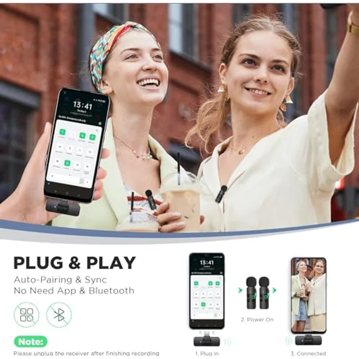 Boya BY-V20 Android Kompatibel Dual Wireless Microphone Type-C – Bild 2