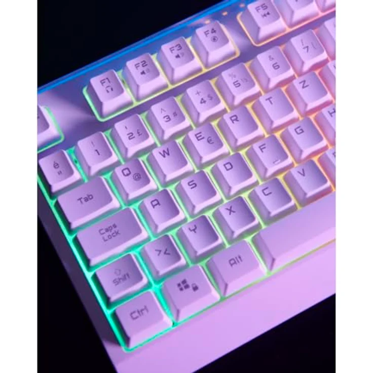 uRage Gaming Tastatur " Exodus 220 TKL" QWERTZ (Gamer Keyboard ohne Ziffernblock, Tenkeyless DE Layout, RGB beleuchtete Tasten, Anti-Ghosting) weiß – Bild 4