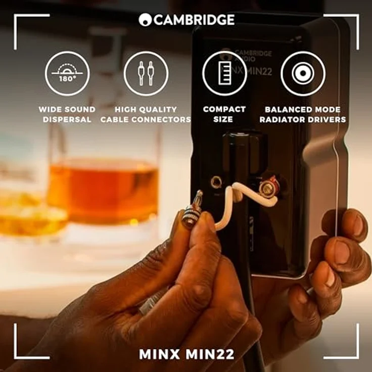 Cambridge Audio Minx Min 22 - Kompakter kabelgebundener Satellitenlautsprecher mit BMR-Lautsprechertechnologie - Inkl. Wandhalterung - Schwarz – Bild 3