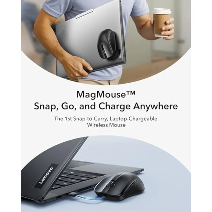 ESR MagMouse Wireless Maus, ergonomisches Design, kabellose Verbindung, Schwarz – Bild 2