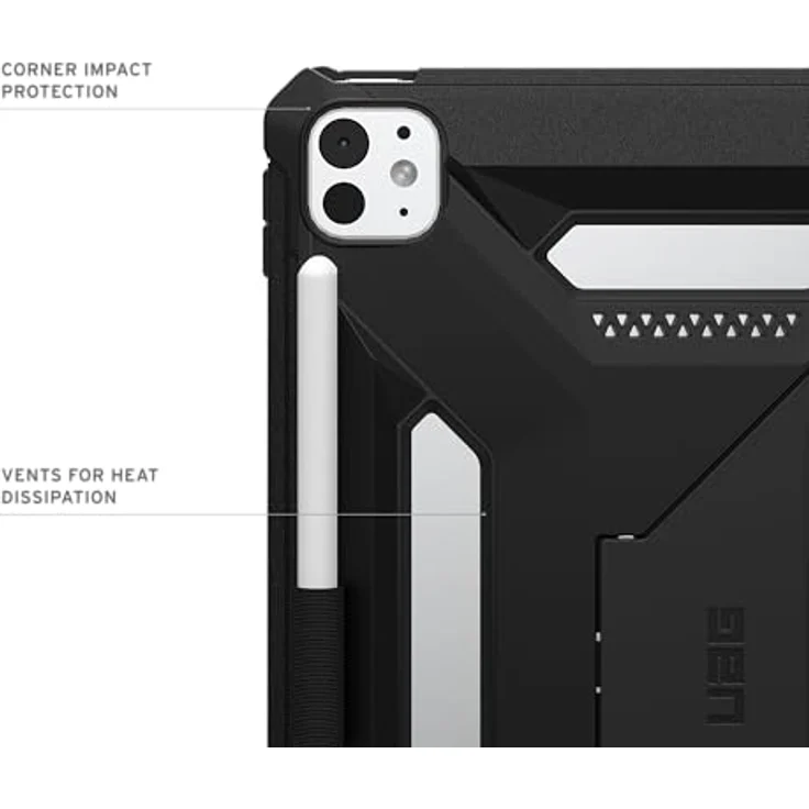 URBAN ARMOR GEAR Scout Plus Case für Apple iPad Pro 11 (M5-2025, M4-2024), schwarz, mit Apple Pencil Halterung und praktischer Standfunktion, militärtauglicher Schutz – Bild 3