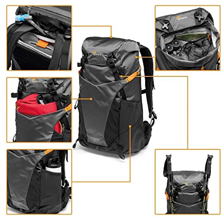 Lowepro PhotoSport BP 24L AW III, Wander Kamerarucksack für Spiegellose, seitlicher Zugriff, herausnehmbarer Kameraeinsatz und Zubehörgurtsystem, Grau -für Spiegellose Kameras kompatibel mit Sony α7 – Bild 2