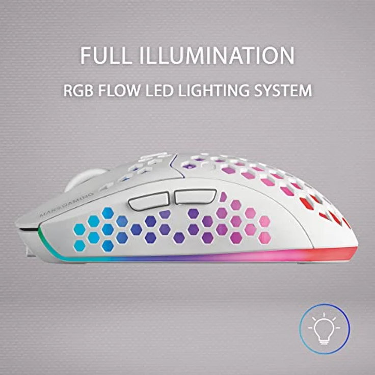 Mars Gaming MMW3W, Kabellose Gaming Maus, RGB Flow, Ultraleicht 79g, 3200DPI, Weiß – Bild 4