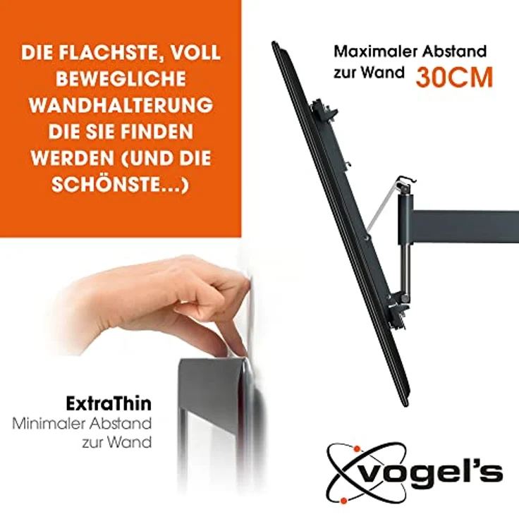 Vogel's THIN 425 TV Wandhalterung für 66-140 cm (26-55 Zoll) Fernseher, schwenkbar und neigbar, max. 18 kg, Vesa max. 400 x 400, schwarz – Bild 4
