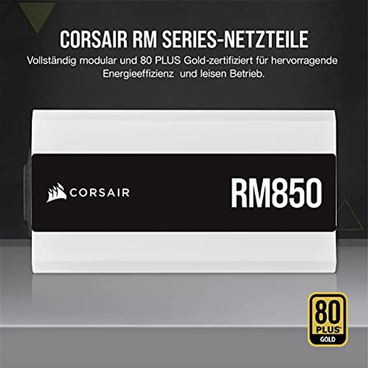 Corsair RM850 (2021), RM Series, 850 Watt 80 Plus Gold Vollmodulares ATX-Netzteil (Drei EPS12V-Anschlüsse, Leisen Betrieb, Zero RPM-Lüftermodus, Auf 105 °C ausgelegte Kondensatoren) Weiß – Bild 2
