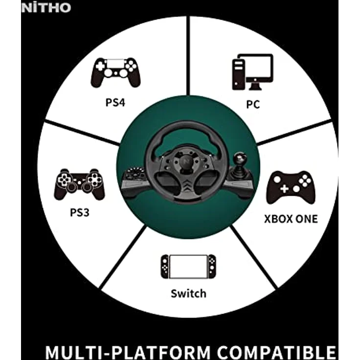 NITHO Drive Pro V16 Gaming Rennlenkrad mit Pedalen und Schalthebel, 270 Grad Spiele Lenkrad mit Vibration für PS4, PC, Xbox One, Xbox Series X|S und Switch, Programmierbares Racing Gaming Wheel – Bild 4