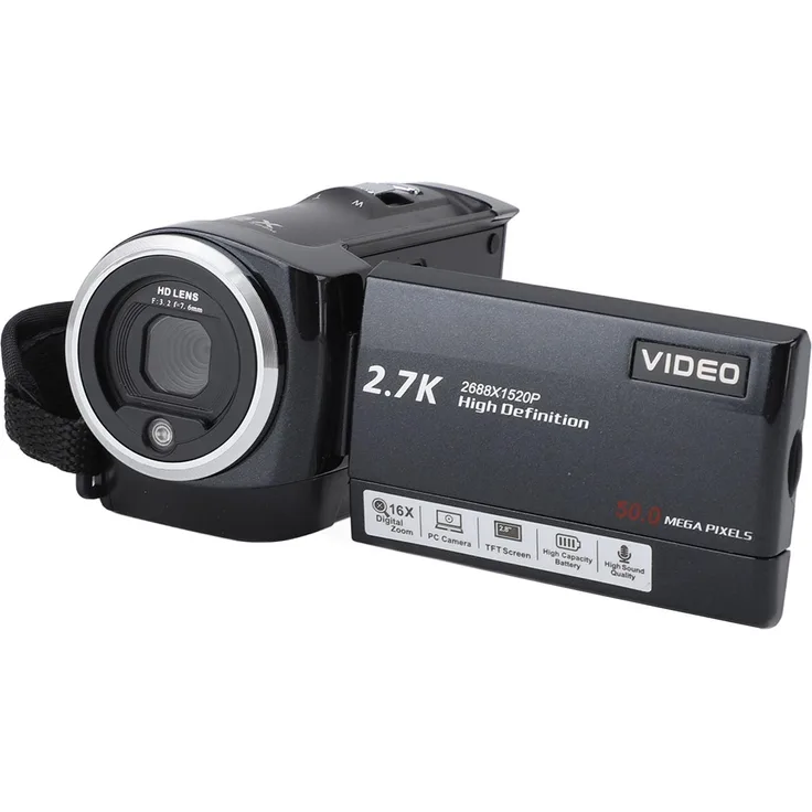 Lixada 2,7K Camcorder, professionelle HD Vlogging-Kamera mit 56 MP, 2,8-Zoll-Display und 16-fachem digitalem Zoom