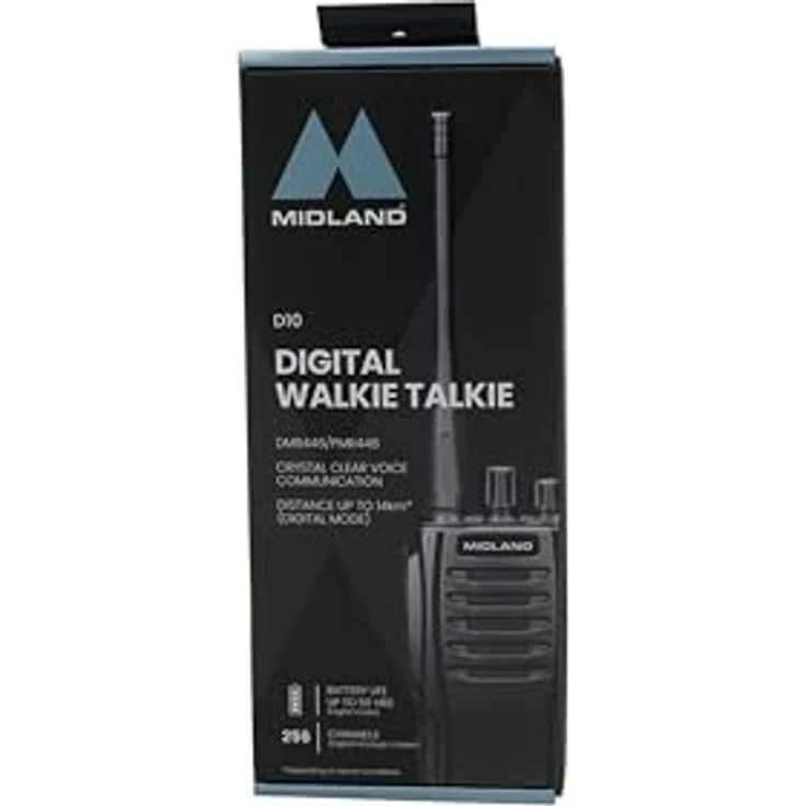 Midland D10 Digitales DMR446 Funkgerät, PMR-Handfunkgerät mit Dual Mode, 50 Stunden Akkulaufzeit, 14 km Reichweite, kristallklarem Ton – Bild 1