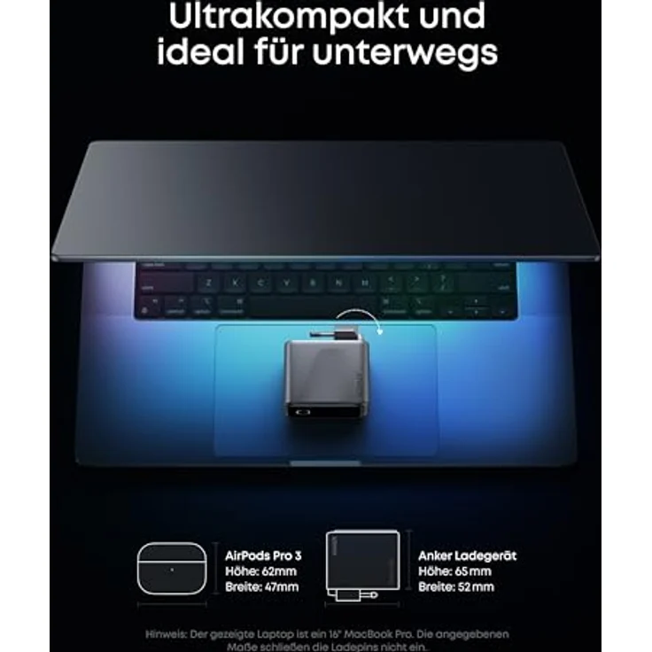 Anker Prime Ladegerät 160W, kompakter GaN USB-C Ladeblock mit 3 Ports, Smart Display und Touch-Steuerung, ultra-schnelles 140W Laden für Laptop, MacBook, iPad, iPhone 17/16/15 Serie – Bild 5