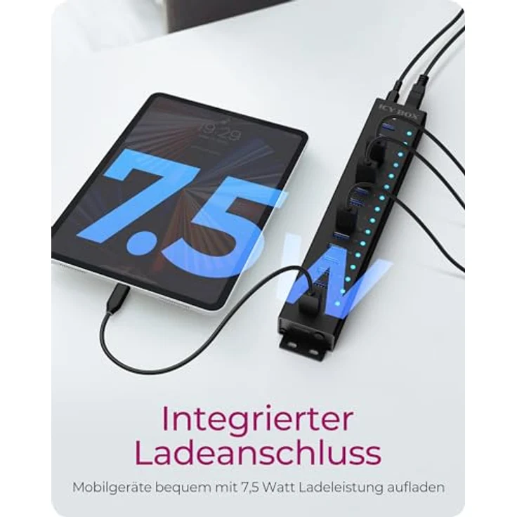 ICY BOX USB HUB (17 Ports) 16x USB & 1x USB Laden, USB 3.2 Gen 1 (5 Gbit/s pro Port), mit 96W Netzteil, USB-A, Aluminium, IB-HUB1717-U3 – Bild 5