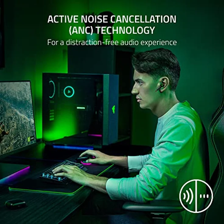 Razer Hammerhead HyperSpeed - Drahtlose Multiplattform-Gaming-Kopfhörer für Xbox (True Wireless Gaming Earbuds mit Razer HyperSpeed Wireless, Razer Chroma RGB und Bluetooth 5.3) Schwarz – Bild 3