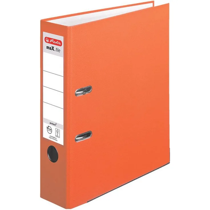 Herlitz Aktenordner maX.file protect, DIN A4, Rückenbreite: 8 cm, mit Griffloch und Blattniederhalter, grau