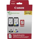 Canon PG-575/CL-576 Photo Value Pack, 2-tlg Druckerpatronen mit 100 A4-Seiten pro Patrone und 50 Blatt GP-501 Foto Glanzpapier 10 x 15 cm