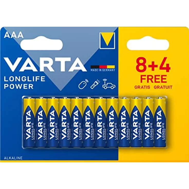 VARTA Longlife Power AAA Micro LR03 Batterie, Alkaline Batterie, ideal für Spielzeug Taschenlampe Controller und andere batteriebetriebene Geräte (8+4er Pack) – Bild 2