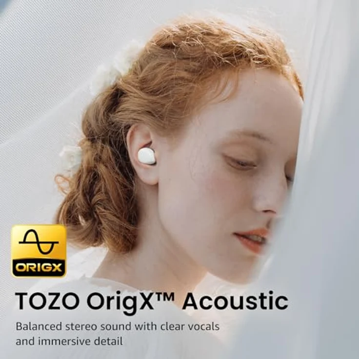 TOZO A1 Bluetooth Kopfhörer, Kabellos In Ear mit Bluetooth 5.3, 32 Std. Akkulaufzeit, IPX5 Wasserdicht, APP Steuerung für kleine Ohren - Weiß – Bild 5