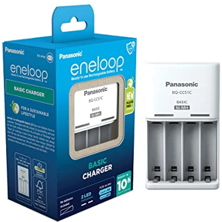Panasonic eneloop Basic Ladegerät für 2 oder 4 AA/AAA NI-MH-Akkus, mit 2 LED-Anzeigen und 6 Sicherheitsfunktionen, Blue - Preisvergleich – Bild 1