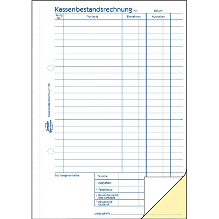 Avery Zweckform Kassenbericht Formularblock A5, 2x40 Blatt, selbstdurchschreibend mit Ausfüllhilfe – Bild 2