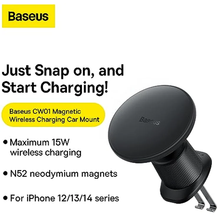 Baseus Cw01, Kabellos Magnetisch Auto-Ladegerät 15W, Schwarz – Bild 2