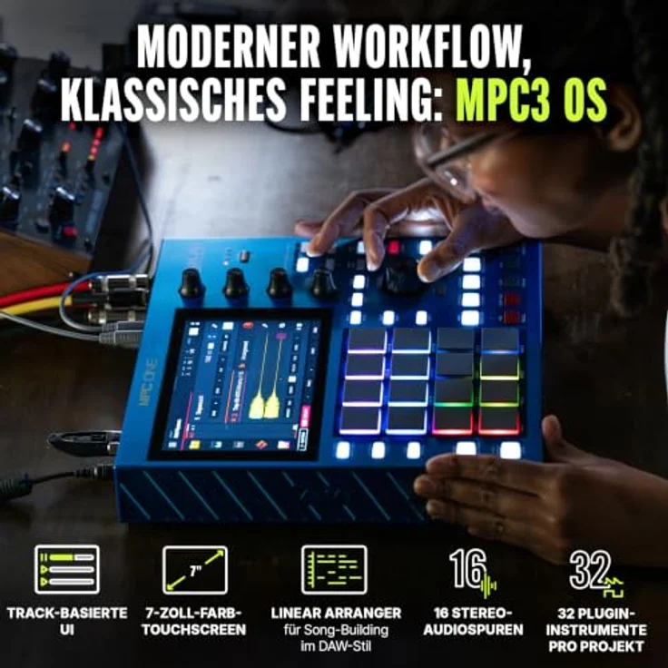Akai Professional MPC One G2, Standalone Musikproduktions-Center mit 7-Zoll-Touchscreen, 8-Core-Prozessor und USB-C-Konnektivität – Bild 4