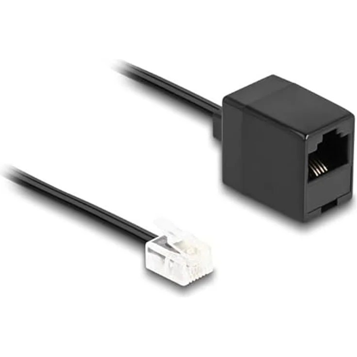 Delock Telefonanschlusskabel (analog), 2m, flach und flexibel, schwarz – Bild 1