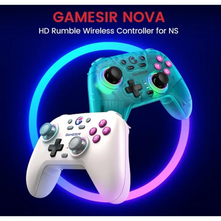 GameSir Nova Wireless Switch Pro Controller, Switch Controller mit Hall-Effekt JoySticks, RGB LED, Turbo, programmierbar, Bewegungssteuerung, Wake Up Funktion (Weiß) – Bild 2