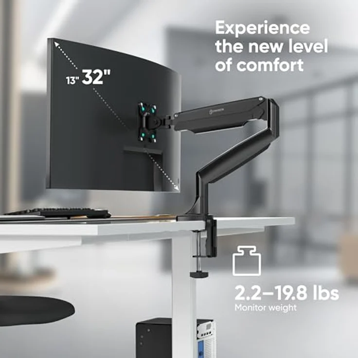 ONKRON Tischhalterung für TV und Monitore 13" - 32" mit einem Gewicht von bis zu 9 kg max VESA 100x100 neigbar -90° bis +45° schwenkbar 180° drehbar 360° schwarz G100-B – Bild 2