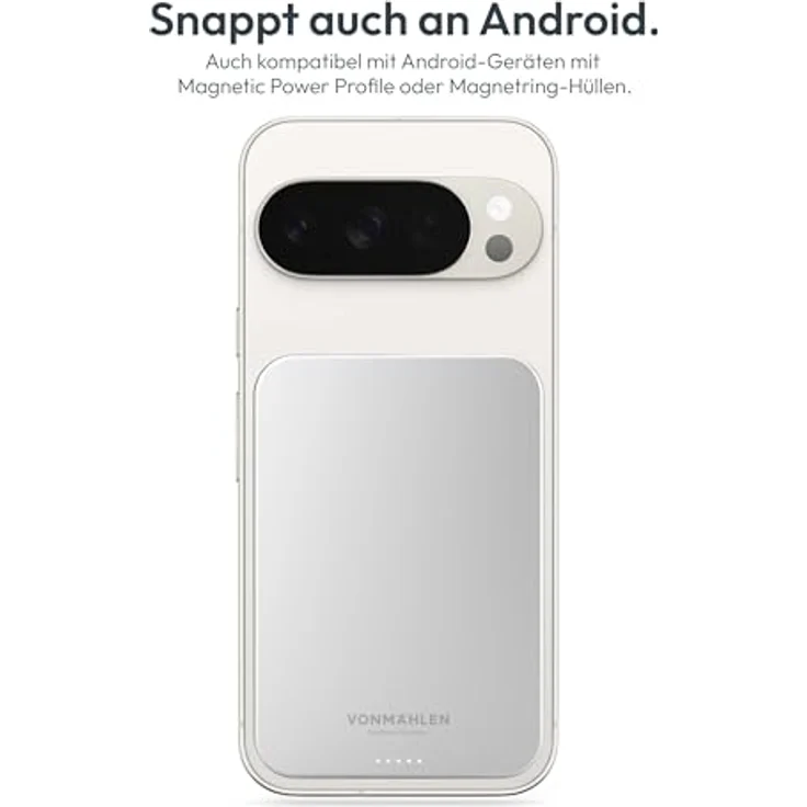 VONMÄHLEN Evergreen Mag, magnetischer Wireless Charger mit 5.000 mAh, Qi2-zertifiziert, Weiß – Bild 14