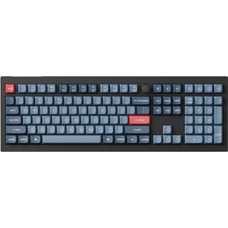 Keychron V6 Max, QMK/VIA Wireless Mechanical Keyboard mit Knopf, 100%-Layout, Gasket-Mount, Carbon Black, Gater, Kabellos und Kabelgebunden