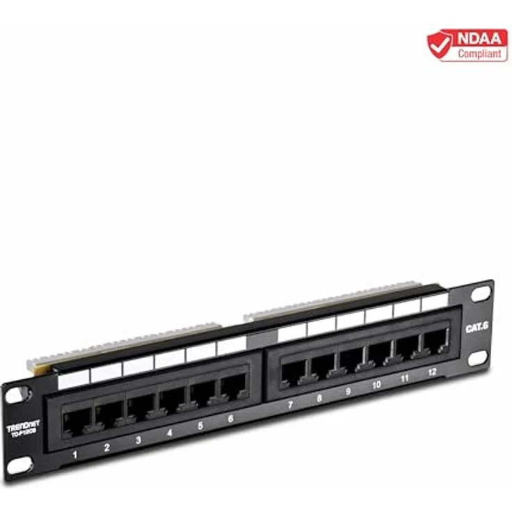 TRENDnet TC-P12C6, 12-Port Cat6 ungeschirmtes Patchpanel, 10 Zoll, 12 RJ-45 Gigabit Ethernet Ports, 250 MHz, Kabelmanagement inklusive – Bild 3