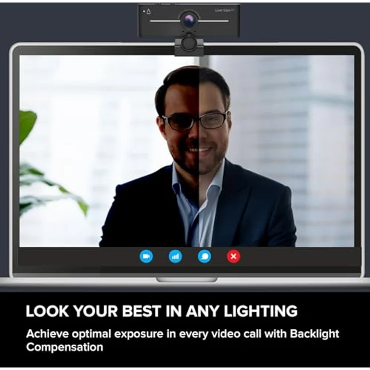 Creative Live! Cam 4K UHD, Plug-and-Play Webcam mit Gegenlichtkompensation, 95° Weitwinkel, integrierten Mikrofonen und manuellem Fokus – Bild 3