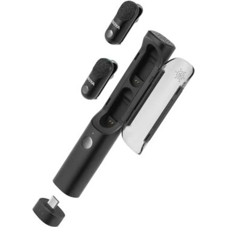 Boya Magic Wireless Mic 2 TX + 2 RX, kabelloses Mikrofon-Set mit Charging Case, Type-C & 3.5mm Anschluss