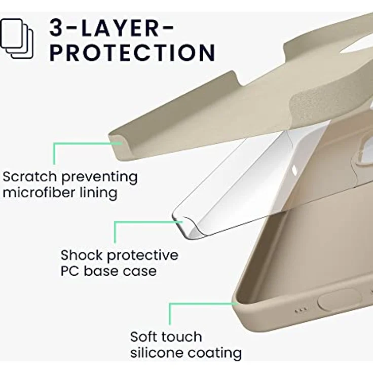 kwmobile Handyhülle für iPhone 14 Pro Max, Silikon Case in Creme, kabelloses Laden, Anti-Rutsch, stoßfest – Bild 4