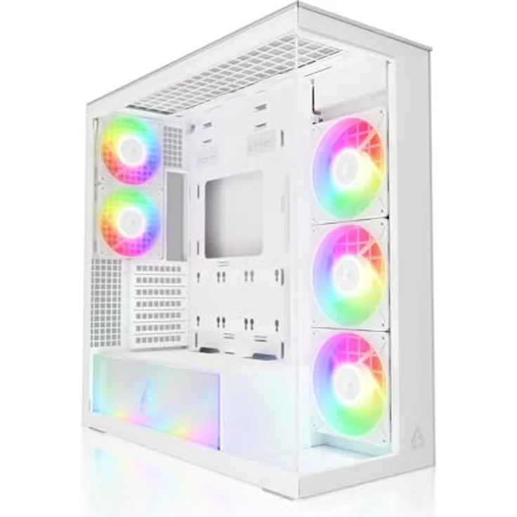 Arctic Cooling ACPCC00014A, PC-Gehäuse Midi Tower in Weiss, unterstützt ATX-Mainboards, 5 Lüfterplätze, vorinstalliertes Netzteil, Sichtfenster – Bild 1