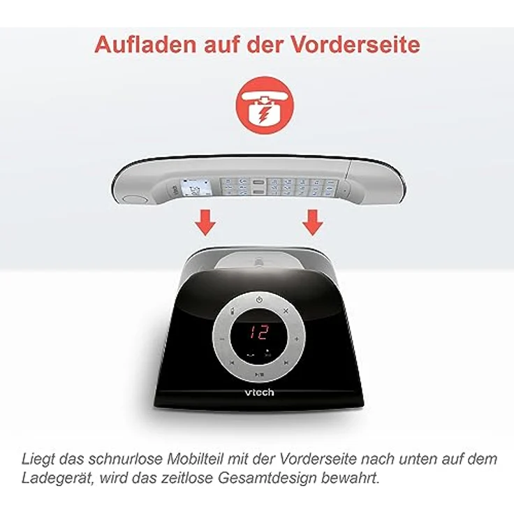 VTech LS1350 Retro-Design Telefon Schnurlos DECT Schnurlostelefon mit digitalem Anrufbeantworter, Anrufsperre, Freisprecheinrichtung und Wahlwiederholung, hintergrundbeleuchtetem Display und Tastatur – Bild 3