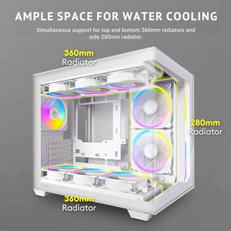 Antec Gamer C5 ARGB White Midi Tower, PC-Gehäuse mit Full-View Design und ARGB-PWM-Lüftern – Bild 5