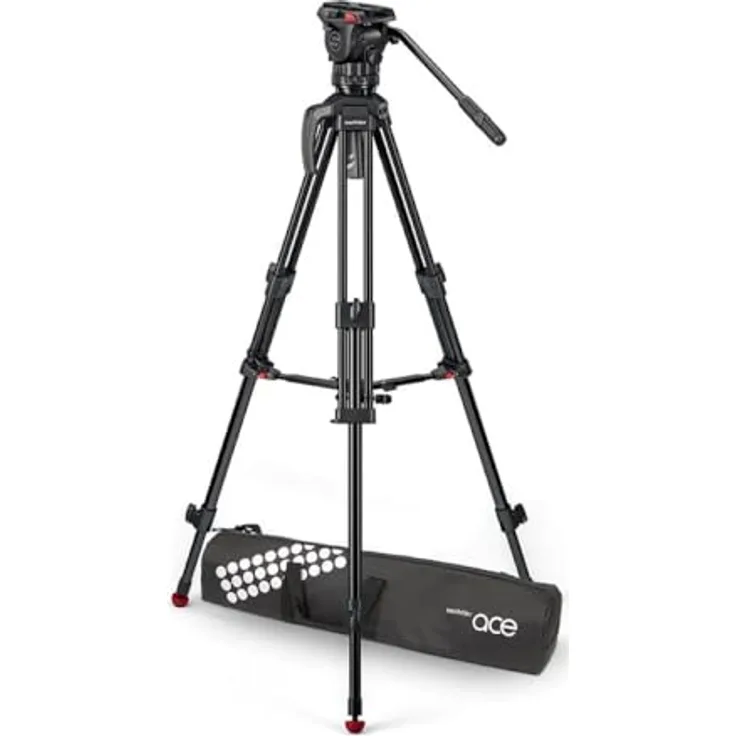 Sachtler Stativ System Ace M MS Mk II (1001M), Kamera-Zubehör mit 2-stufigem Aluminiumstativ, unterstützt Nutzlasten bis zu 4 kg (8,8 lbs), 5 Stufen des Gegengewichts, Sachtler-Drag mit 3 + 0 Schritten.