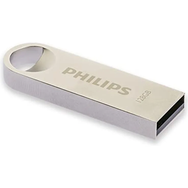 Philips USB Stick 128GB USB 2.0 Flash Drive Moon Edition for PC, Laptop, Computer Reads up to 20MB/s Metal Keychain Ring