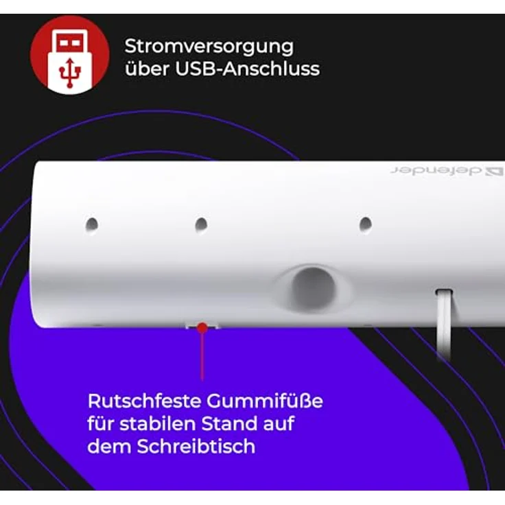 Defender Z11 PC Soundbar Lautsprecher – 2.0 Monitor Soundbar mit 6W RMS Stereo Sound, LED Lautstärkeregler, USB Powered, 3,5-mm-Klinkenstecker für PC (Weiß) – Bild 4