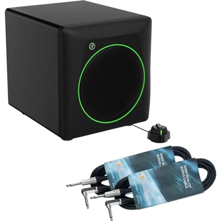 Mackie CR8SBT, aktiver Bluetooth-Subwoofer mit 8 Zoll Tieftöner, einstellbarem Crossover und 2x keepdrum Klinkenkabel