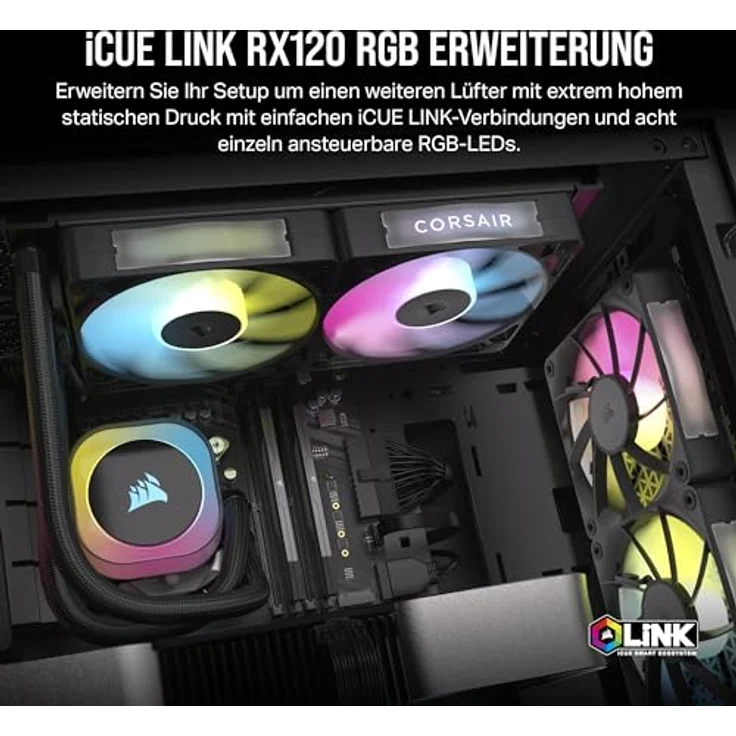 CORSAIR iCUE LINK RX120 RGB 120mm PWM-Lüfter - Magnetisches Kuppellager - Einzelner Lüfter - Schwarz - Preisvergleich – Bild 2