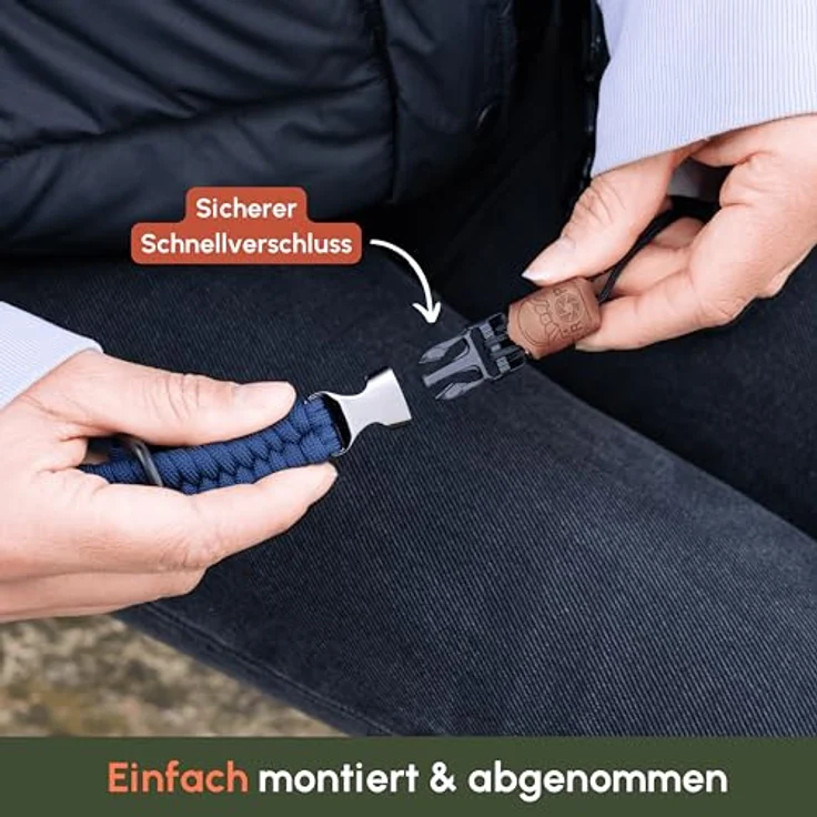 C-Rope Kamera Handschlaufe The Claw aus handgeflochtenem Paracord. Kameragurt mit Schnellverschluss-System, Navy Blau – Bild 4