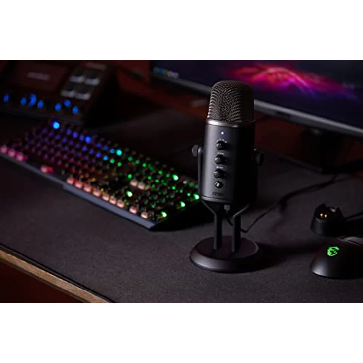 MSI Immerse GV60 Streaming Mikrofon (96 kHz Sample Rate, 24-bit Bit Rate, 20-20.000 Hz, USB-C zu USB-A Kabel 3m, 270 x 110 x 110 mm, schwarz, 1.100 Gramm) – Bild 2